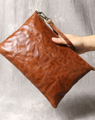 Brown Leather Clutch Bag Men Large Men's Leather Clutch Purse
