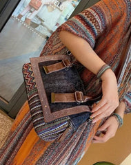 Boho Crossbody Bag Women Canvas Boho Shoulder Bag Boho Handbag Black Gray Canvas Ladies Handbags