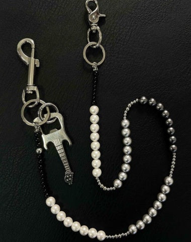 White&Black Ball Pants Chain Ball Wallet Chain Stone Beaded Wallet Chain Rock Bead Wallet Chain