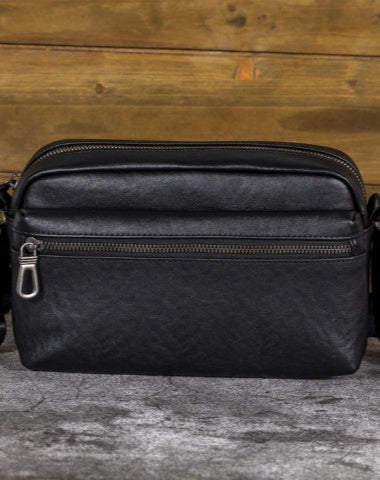Small Italian Leather Crossbody Bag Mens Black Leather Crossbody Bag Messenger Bag