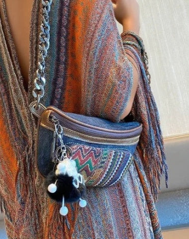 Boho Shoulder Bag Boho Crossbody Bag Women Boho Sling Bag Embroidery Canvas Small Waist Bag
