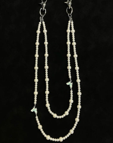 Pearl Bead Wallet Chain for Women Long Double Beaded Wallet Chain