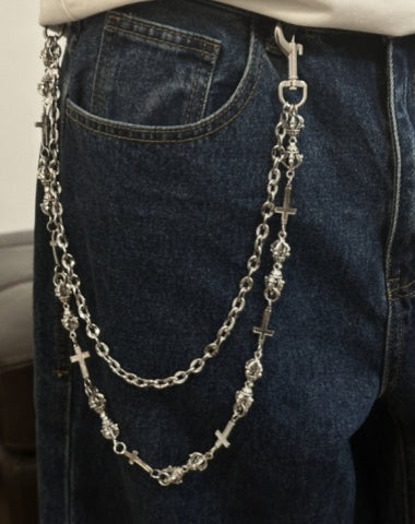 Cool Vajra Biker Wallet Chain For Men Mens Cross Double Wallet Chain