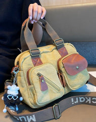 Light Green Canvas Women's Handbags Canvas Leather Handbags Shoulder Bag Crossbody Bag