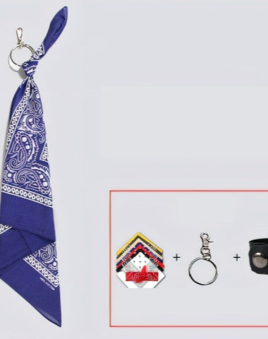 Blue Paisley Bandana Pants Chain Kerchief Trousers Chain Biker Headscarf Jeans Chain Pants Chain