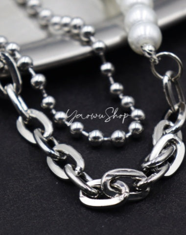 Beaded Wallet Chain for Women Pearl Wallet Chain Womens Double Wallet Chain