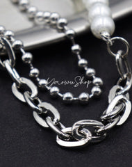 Beaded Wallet Chain for Women Pearl Wallet Chain Womens Double Wallet Chain