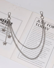 Cute Womens Jeans Chain Silver Double Layers With Butterfly Charms Wallet Chains For Women