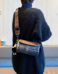Canvas Small Boho Crossbody Bag Women Boho Style Black Gray Canvas Shoulder Bag Embroidery Canvas Bag