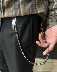 Black Beaded Wallet Chain Turquoise Stone Bead Wallet Chain