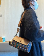 Canvas Boho Shoulder Bag Women Embroidery Canvas Bag Boho Style Black Gray Canvas Small Crossbody Bag