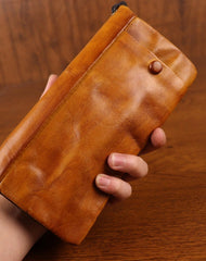Brown Zip Clutch Wallet Mens Leather Zip Wristlet Wallet Zip Wallet Wristlet for Men