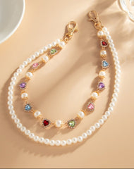 Pearl Wallet Chain for Women Double Beaded Wallet Chain Gold Womens Wallet Chain