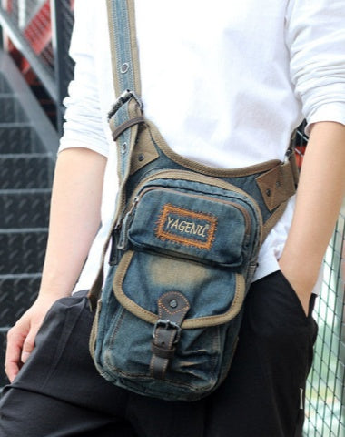 Denim Waist Bag Denim Belt Bag Blue Jean Shoulder Bag Jean Messenger Bag