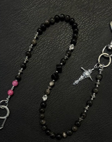 Black Turquoise Stone Bead Wallet Chain Black Beaded Wallet Chain