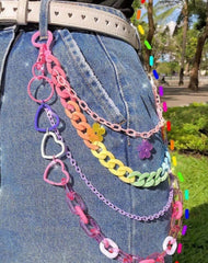 Cute Womens Plastics Four Layers Pants Chain Colorful Light Jeans Chains For Women