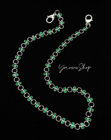 Green Wallet Chain for Women Vine Gem Wallet Chain Gem Womens Wallet Chain