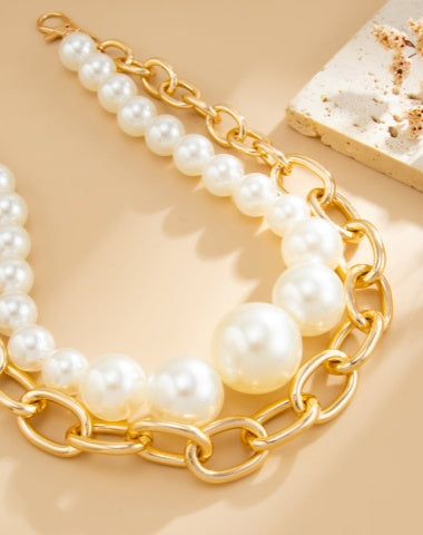 Gold Beaded Wallet Chain for Women Large Pearl Wallet Chains Womens Double Wallet Chain