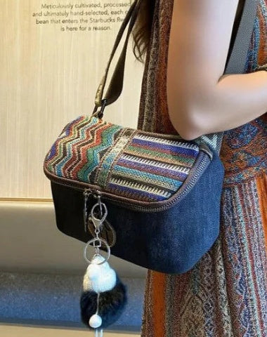 Women Embroidery Canvas Small Shoulder Bag Boho Waist Bag Boho Crossbody Bag