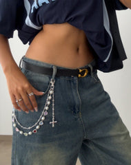 Pearl Wallet Chain for Women Silver Wallet Chain Womens Wallet Chain with Heart