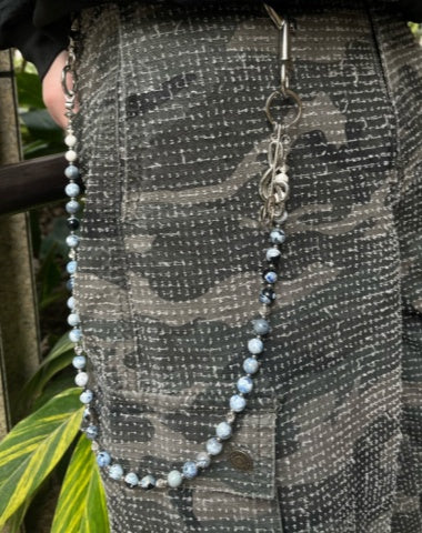 Blue Stone Bead Wallet Chain Long Blue Beaded Wallet Chain