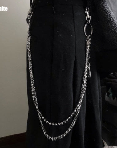 Beaded Wallet Chain for Men Ball Wallet Chain Double Wallet Chain with Feather Charm