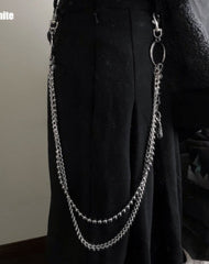 Beaded Wallet Chain for Men Ball Wallet Chain Double Wallet Chain with Feather Charm