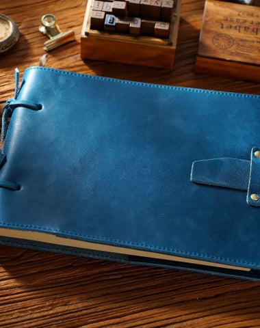 Blue Leather Bound Sketchbook A5 Leather Sketchbook Leather Bound Journal