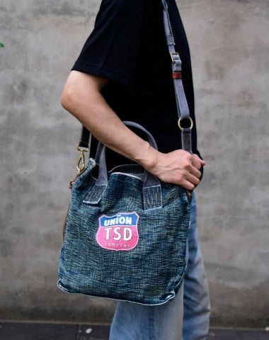 Blue Denim Vertical Tote Shoulder Bag Blue Jean Vertical Tote Bag Women Denim Tote Handbag Denim Tote Bag