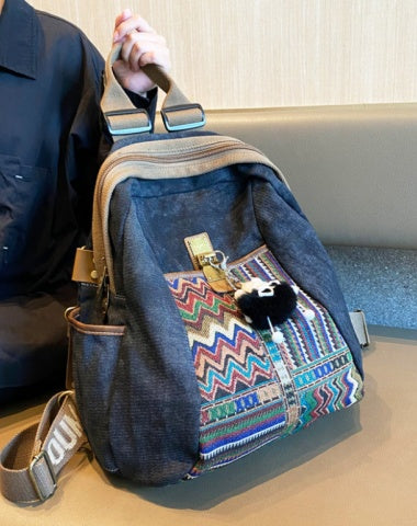 Boho Embroidery Canvas Backpack Women Boho Embroidery Large Canvas Backpack