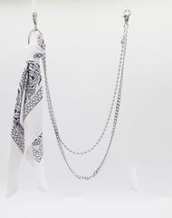 White Paisley Bandana Trousers Chain Pants Chain Biker Kerchief Headscarf Jeans Chains