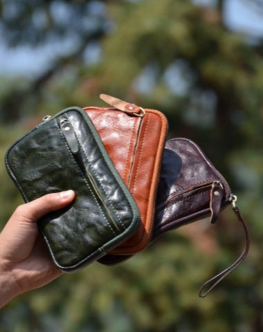 Leather Wristlet Clutch Wallet for Men Leather Phone Clutch Wallet