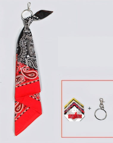 Red&Black Paisley Bandana Pants Chain Kerchief Trousers Chain Biker Headscarf Jeans Chain Pants Chain