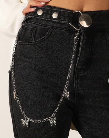 Cute Womens Silver Butterflys Pants Chains Silver Trousers Chain Jeans Chain For Women