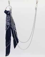Navy Paisley Bandana Trousers Chain Pants Chain Biker Kerchief Headscarf Jeans Chains