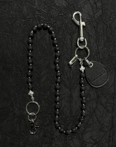 Black Ball Wallet Chain Ball Pants Chain Lavastone Bead Wallet Chain