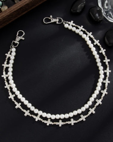 Women Wallet Chain Cross Wallet Chain Pearl Wallet Chain Double Wallet Chain