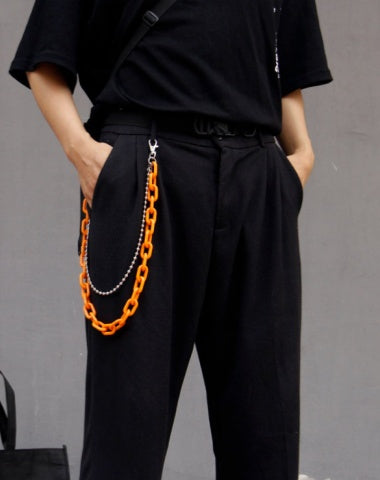 Cute Jeans Chain Silver Colorful Double Layers Resin Light Wallet Chains Panties Chain For Men