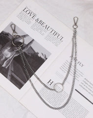 Cute Womens Ring Jeans Chain Silver Double Layers Astronaut Wallet Chains Jeans Chain For Women
