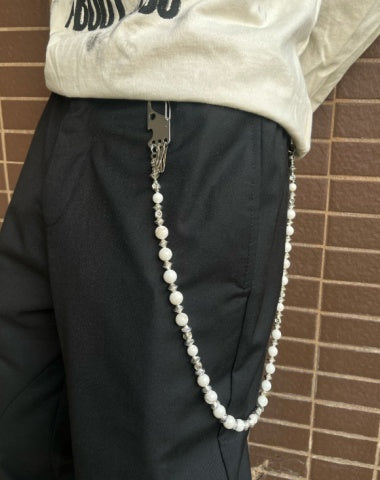 White Beaded Wallet Chain Turquoise Stone Bead Wallet Chain