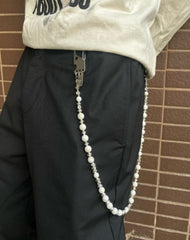 White Beaded Wallet Chain Turquoise Stone Bead Wallet Chain