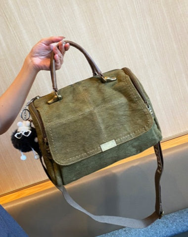 Green Convertible Canvas Handbag Crossbody Bag Women Canvas Convertible Backpack Shoulder Bag