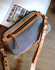 Denim Small Phone Bag Women Two-tone Denim Leather Crossbody Bag Small Jean Shoulder Bag