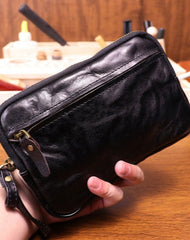 Black Leather Wristlet Clutch Wallet for Men Leather Phone Clutch Wallet