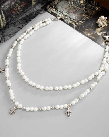 White Beaded Wallet Chain for Women Pearl Wallet Chain Womens Double Wallet Chain