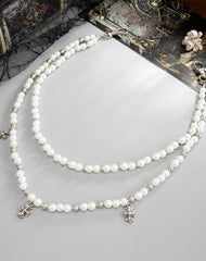 White Beaded Wallet Chain for Women Pearl Wallet Chain Womens Double Wallet Chain