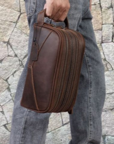 Cool Mens Toiletry Bag Leather Men's Toiletry Bag Mens Leather Hygiene Bag Clutch
