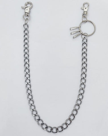 Silver Mens Wallet Chain With Keyrings Simple Wallet Chain Cool Pants Chain For Men
