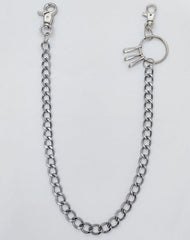 Silver Mens Wallet Chain With Keyrings Simple Wallet Chain Cool Pants Chain For Men