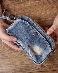 Denim Wristlet Bag Women Denim Small Phone Bag Blue Small Jean Shoulder Bag Jean Mini Crossbody Bag